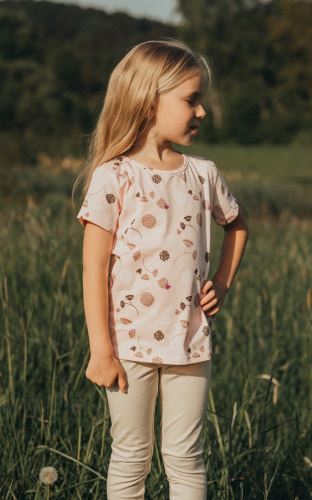 Dívčí bio tričko růžové s krátkým rukávem