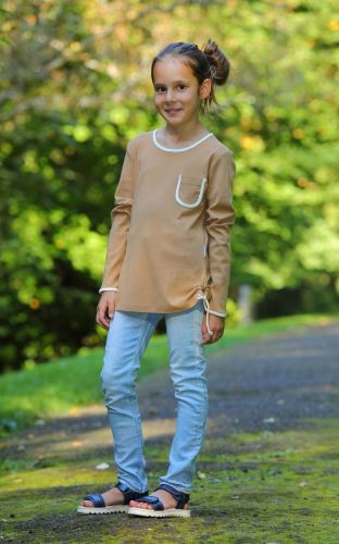 Dívčí bio tričko/tunika s řasením