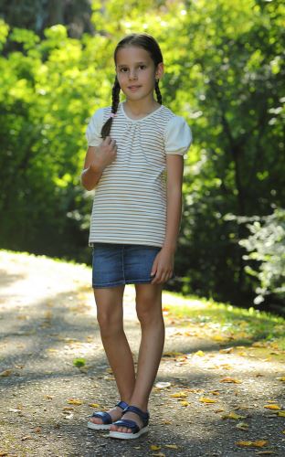 Dívčí BIO tričko s řaseným rukávkem