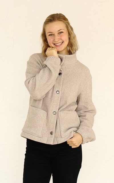 Kabátek z biobavlněného fleecu - béžové melé