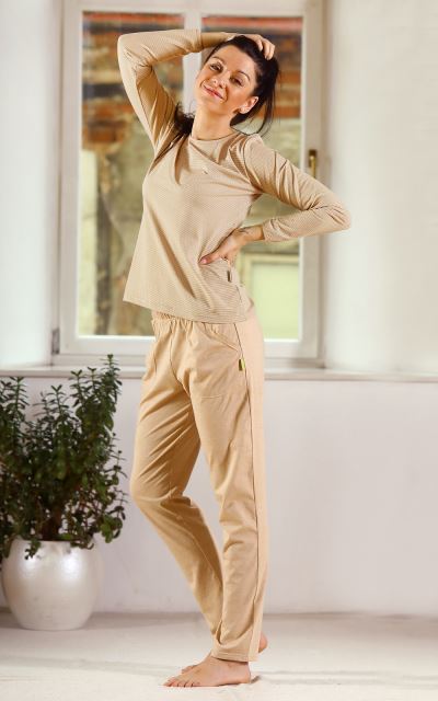 Dámské BIO pyžamo melír Cappuccino (2)