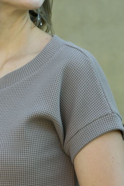 Dámské bio tričko waffle hnědé Mocca krátký rukáv (1)