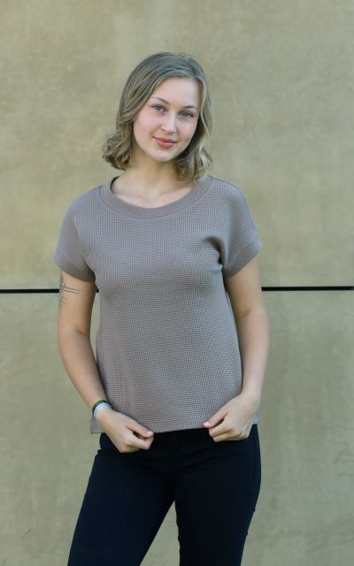 Dámské bio tričko waffle Mocca krátký rukáv