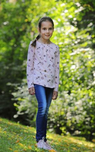 Dívčí bio tričko růžové s dlouhým rukávem