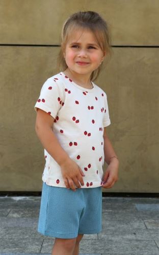 Bio tričko Natur s jahůdkami, krátký rukáv