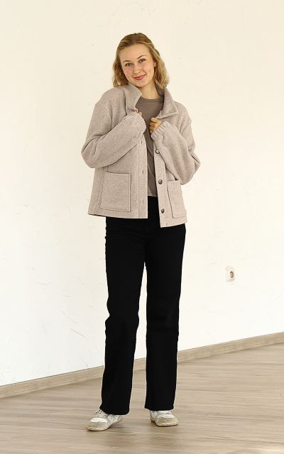 Kabátek z biobavlněného fleecu - béžové melé (2)