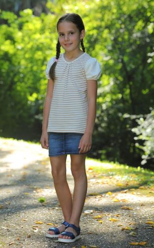 Dívčí BIO tričko s řaseným rukávkem
